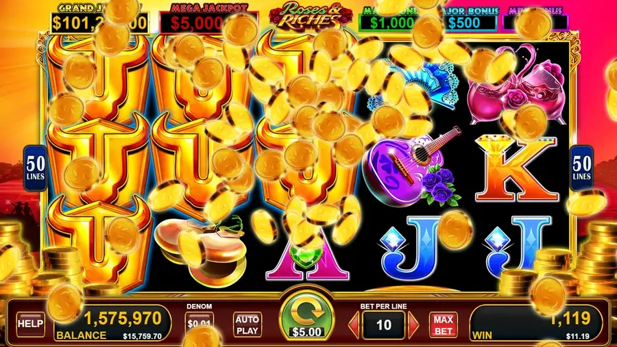 Gold Coins showing Maxi, Major and Mini Bonus labels across the Bull Rush board